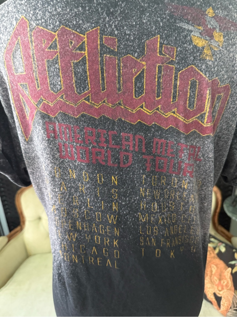🎸 Affliction American Metal World Tour Lace Up Graphic Tee Medium Grunge Goth - Picture 10 of 13